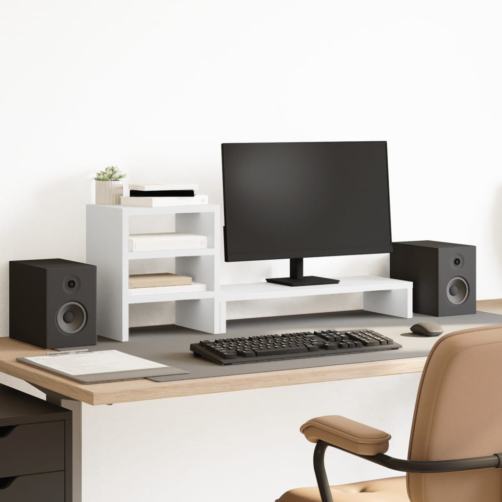 Monitorstandaard Met Bureau-Organizer Bewerkt Hout