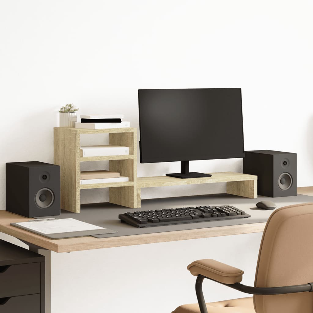 Monitorstandaard Met Bureau-Organizer Bewerkt Hout