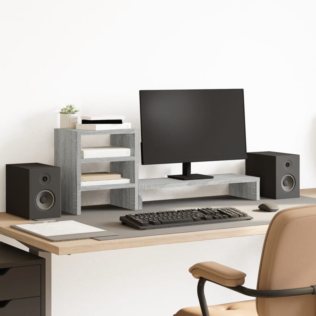 Monitorstandaard Met Bureau-Organizer Bewerkt Hout
