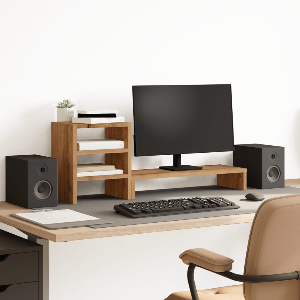 Monitorstandaard Met Bureau-Organizer Bewerkt Hout